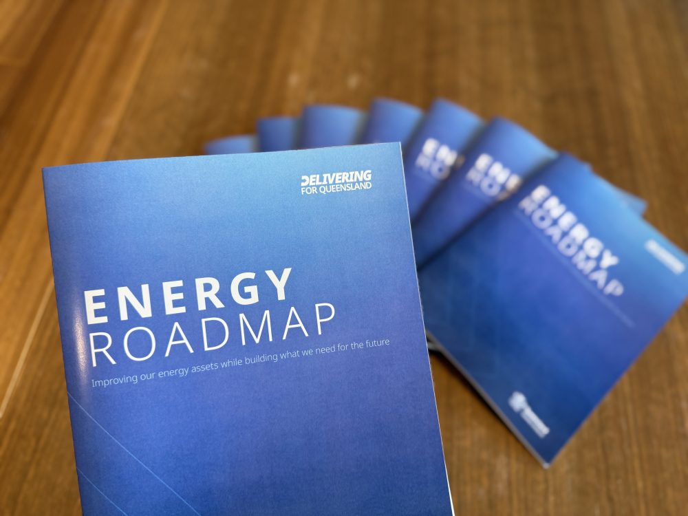 Energy roadmap booklets in a pile on the table